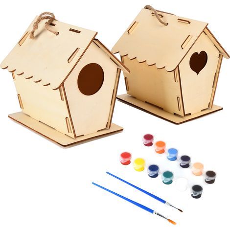 Selbstgemachtes Vogelhaus aus Holz zum Bemalen – Hängendes Vogelhaus für draußen – Handgefertigter Vogelkäfig (1/5)