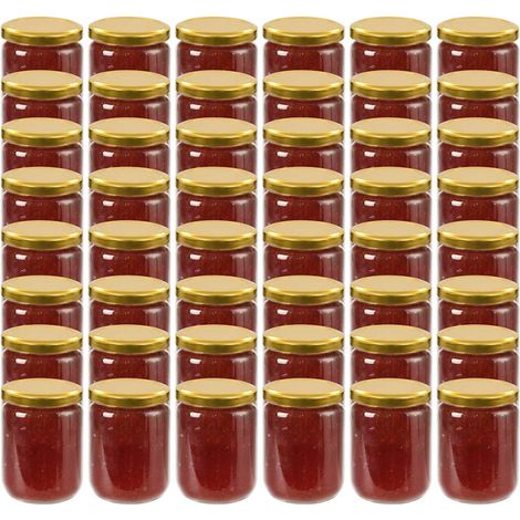 48 pcs Pots à confiture avec couvercle doré Verre 230 ml (1/5)