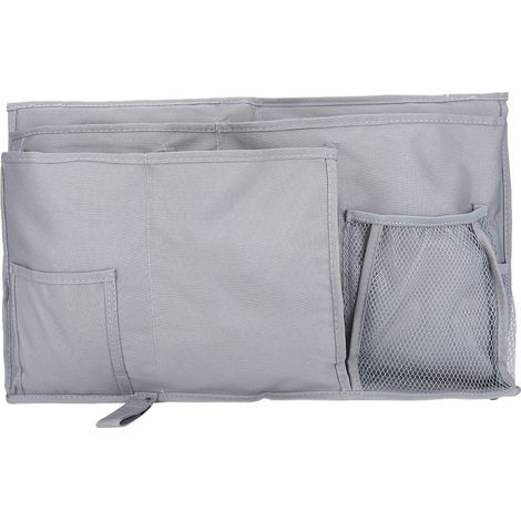 Sac de rangement suspendu pour lit bébé en tissu Oxford gris, pochettes pour livres, biberons, téléphone, organisateur de chevet