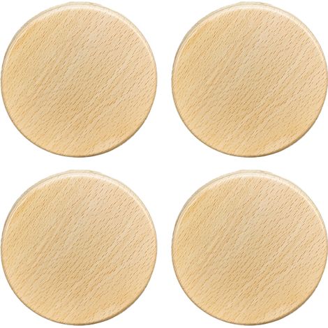 Sous-verre En Bois - Protection Table Contre Taches Et Rayures - Usage Boissons Chaudes Ou Froides - Lot De 4 Pièces (1/5)