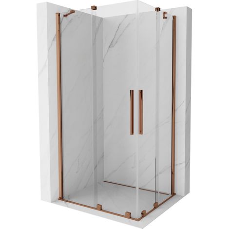 Mexen Velar Duo cabina doccia scorrevole 90 x 80 cm, trasparente, oro rosa - 871-090-080-02-60 (1/5)
