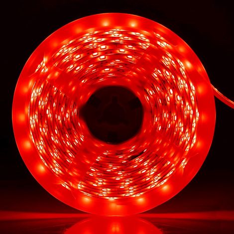 12V Ruban à LED Rouge, 5 Mètres Flexible 300 LEDs 2835 SMD IP65 Étanche Découpable Bande LED pour Maison Chambre, Escalier, Armoire, Soirée Décoration (Adaptateurs non Inclus) (1/5)