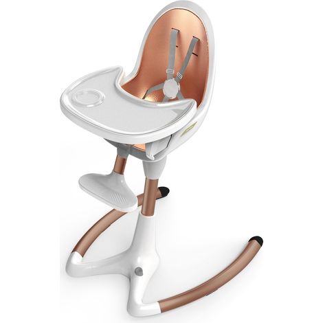 Chaise haute bebe luxe reglable avec plateau amovible Blanc Dore