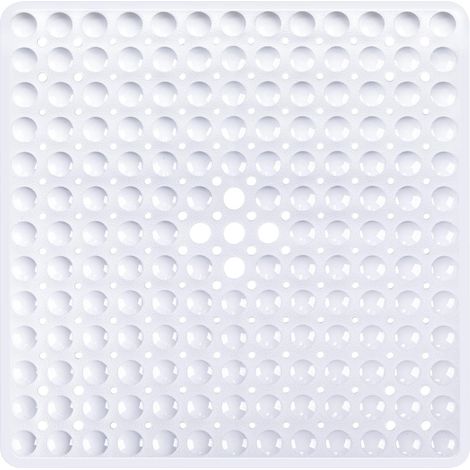 Tapis de Douche Carré Blanc 53x53 cm – Antidérapant, Ventouses Puissantes, Lavable, Drainage Efficace et Sans BPA (1/5)