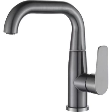 Robinet d'eau chaude et froide pivotant à 360° gris anthracite pour lavabos et meubles-lavabos de salle de bain – Modèle à sept caractères gris anthracite