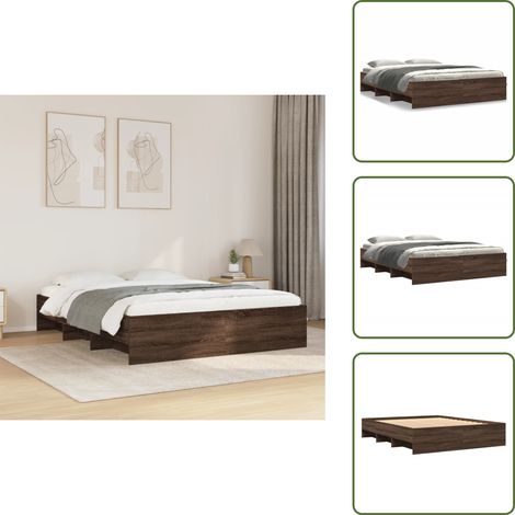 Somier de láminas - vidaXL Estructura de cama sin colchón madera marrón roble 150x200 cm - Almacenamiento en cama