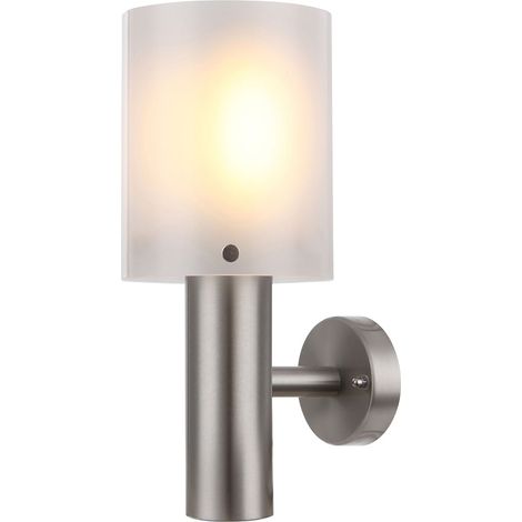 Applique murale applique extérieure lumière maison applique terrasse, IP44, acier inoxydable opale argentée, 1x LED 11W 710Lm blanc chaud, DxH 12x27.8cm