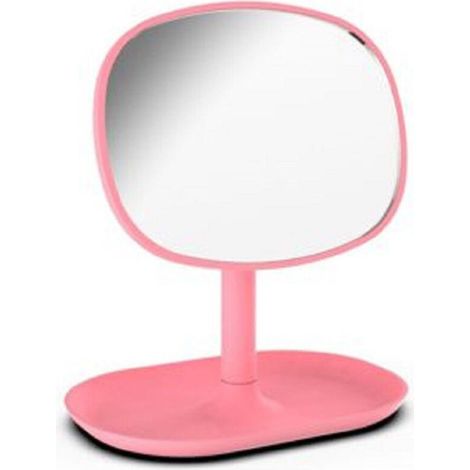 Miroir De Maquillage - 19.5 Cm - Avec Plateau Rose - Pour Table De Maquillage Ou Salle De Bain - 1 Piece (1/3)