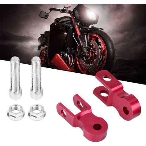 Support moto universel 5cm, amortisseur de surélévation châssis rouge, kit visserie inclus, rehausseur suspension (1/3)