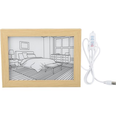 Ortviai Tableau LED Lumineux avec 3 Modes d'Éclairage – Cadre Bois & Plaque Acrylique – Décoration Murale pour Chambre/Salon (23 x 17 x 3 cm)