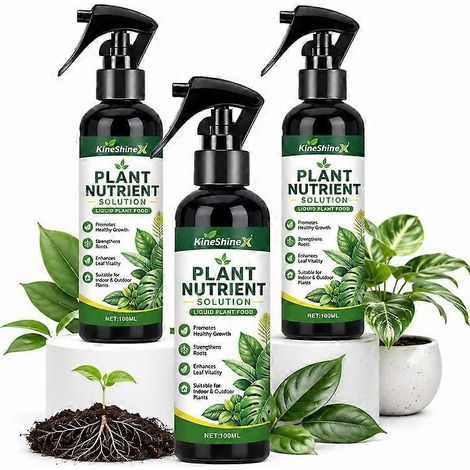 3 piècesSpray d'engrais liquide pour plantes de 100 ml, engrais polyvalent pour plantes d'intérieur et de jardin, favorise une croissance saine et un feuillage éclatant. (1/5)