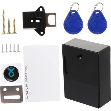 Serrure électronique RFID pour armoire, sans perçage, ABS noir (1/5)