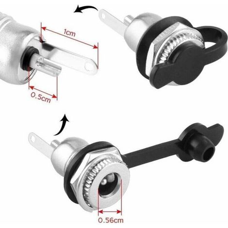 Adaptateur de prise jack femelle - - Lot de 10 - 5,5 x 2,1 mm - Bouchon étanche à la poussière - Argenté (1/4)