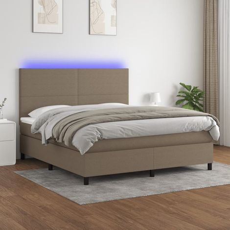Sommier tapissier matelas confortable et LED,Lit adulte pour Chambre,Ensemble Lit matelas Taupe 180x200 cm Tissu -BVN52953 (1/5)