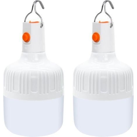 Set mit 2 LED-Campinglampen, tragbare Hängelaterne mit 3 Beleuchtungsmodi, USB-aufladbar, batteriebetrieben, dimmbare Zeltleuchte für Grillabende im Garten