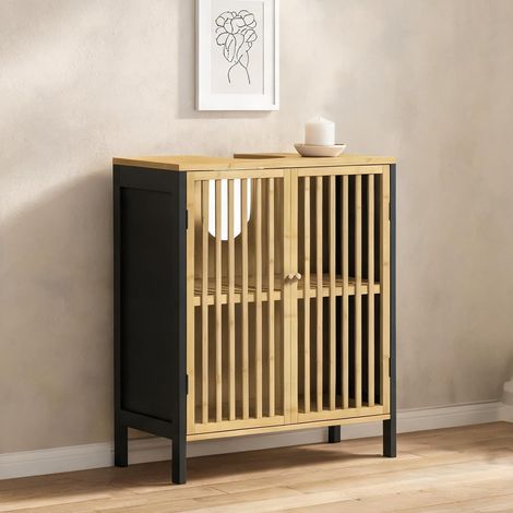 Meuble de salle de bain bois naturel en bois 60 x 30 x 70 cm (1/5)