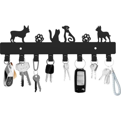 Clé de fer bouton de fer Noir 30cm accrochage mural (1/5)