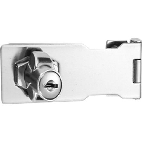 (Confezione da 2) Fermo di sicurezza in metallo per porte con lucchetto e chiave - per chiudere porte di capannoni, armadi, scatole e mobili (1/4)