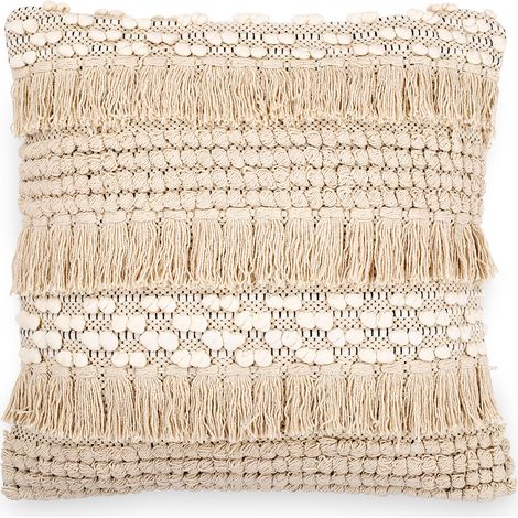 Cuscino in stile boho Bali - Copertura e riempimento inclusi - Chelay Crema