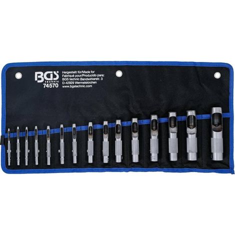 Jeu de Poinçons Creux 2-22 mm - 15 pcs - Acier Durable - Précision et Polyvalence, - D-Work