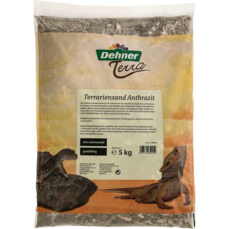 Dehner Terra - Sabbia da terrario per rettili, 5 kg, Colore: Grigio