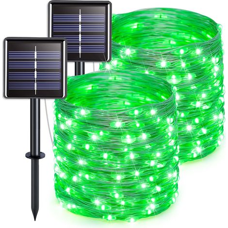 Pack Solar String Lights Outdoor Waterproof Green LED Solar Fairy Lights with 8 Modes, Copper Wire for Tree, Garden, Yard, Patio, Wedding Party, Christmas Decoration, 7 Meters 50 LED Lights (1/5)