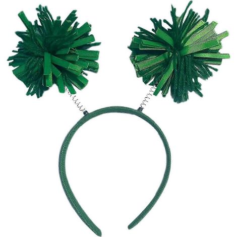 Bandeau décoratif à pompon en fourrure pour fille, bandeau amusant, serre-tête à pompon duveteux pour Halloween, Noël, anniversaire-Dark Green