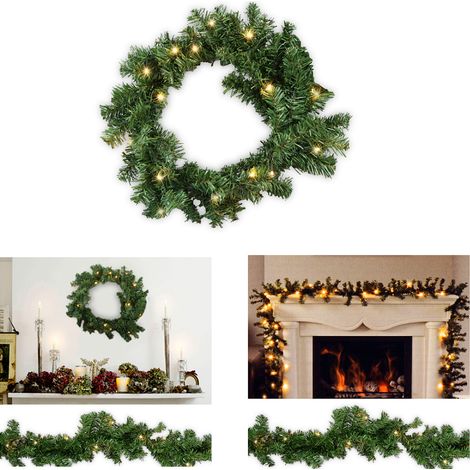 Randaco Ghirlanda natalizia Decorazione natalizia per pareti, caminetti e scale 5 m decorata con 100 LED e ornamenti (1/5)