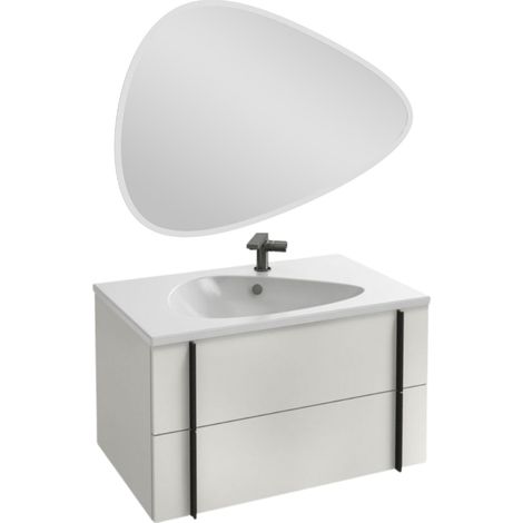 Meuble vasque 80 cm JACOB DELAFON Nouvelle Vague blanc brillant + miroir