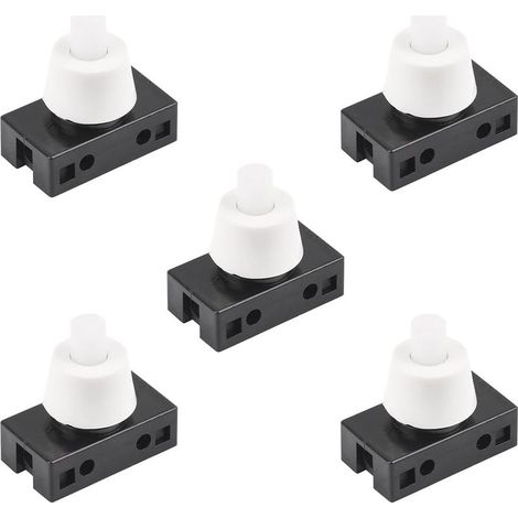 5 Pièces Interrupteur à Bouton Poussoir à Verrouillage En Plastique, Interrupteur à Bouton Poussoir Pour éclairage Intérieur De Voiture, Bouton Poussoir Pour Lampe Lecture Voiture(Noir) (1/5)