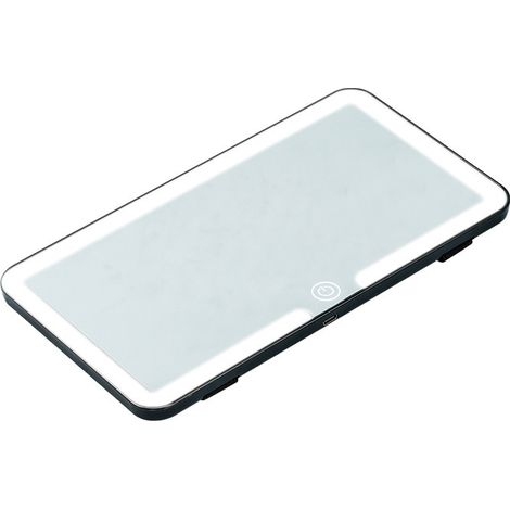 Miroir de courtoisie pour voiture, 23,5 x 12,7 cm, LED, trois niveaux de luminosité, éclairage de maquillage pour voiture. (1/5)
