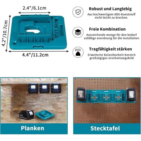Lot de 5 supports de batterie pour batterie Makita 18 V, support mural adapté pour BL1860 BL1850 BL1840 BL1830 (avec 10 vis, sans batterie) (1/5)