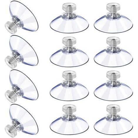 12 Grandes Ventouses Ventouses en Plastique Ventouse Anti-Collision Transparente en Caoutchouc Vis Écrou en Métal Ventouse Solide en PVC Transparent Remplacement avec Écrou de Vis (40M5-10)