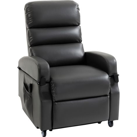 Fauteuil TV avec assistance au relevage, inclinable électrique avec télécommande, repose-pieds, fonction inclinable, gris foncé (1/5)
