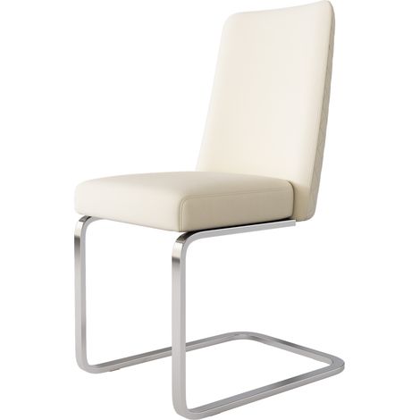 Lot de 2 Esszimmerstuhlen, Gepolsterte Rückenlehne, Metallbeine, Samt Beige und Silber (1/5)