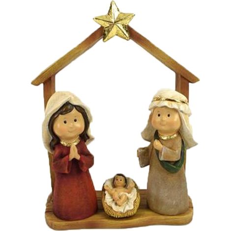 Natività sacra famiglia in capanna statuine presepe decorazioni di natale moderno addobbi idea regalo cm 31 in resina (1/5)