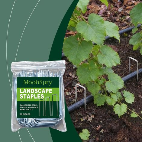 Lot de 50 Piquets en U Galvanisés, Piquets à Gazon, Fixation pour Paillage, Tente, Jardin et Paysage (1/5)