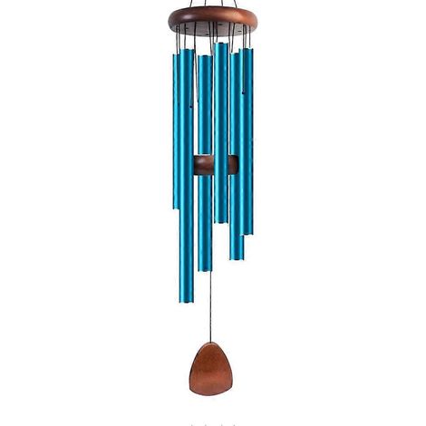 Carillon éolien en métal bleu, clochette en aluminium, 6 tiges, décoration pour la maison, l'extérieur, le jardin ou la terrasse (1/5)