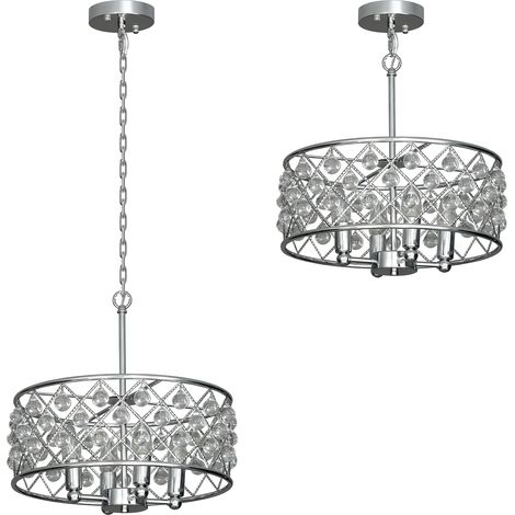 HOMCOM Ceiling Light with Adjustable Height, Modern Crystal Chandelier (1/5)