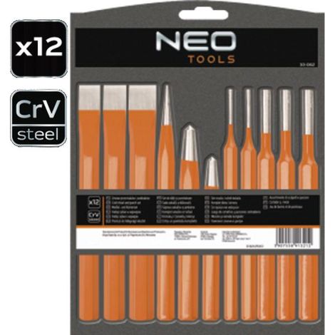 Ensemble de Poinçons et Burins NEO TOOLS 33-062 12 pièces (1/2)