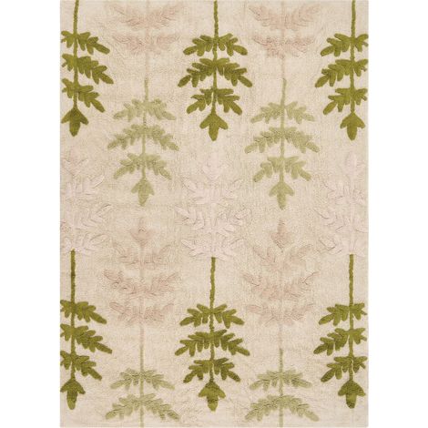 Tapis en Coton 140 x 200 cm Forme Rectangulaire Accessoire Décoratif pour Enfants Beige et Vert Darma (1/5)