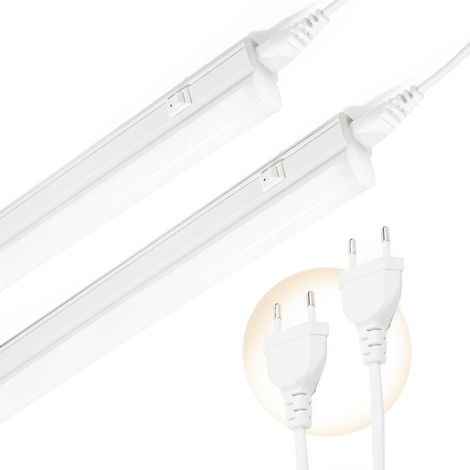 Pack of 2 60 cm LED Strip Light with Switch 4000 K Neutral White Connectable up to 6 lights, Neon LED 60 cm with plug (1/5)