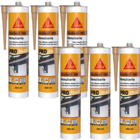 6er-Set Silikondichtmasse SIKA Sikaseal-185 Schreinerei - Steinbeige - 300ml