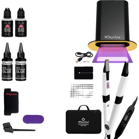 Kit d'extensions capillaires, colle UV, outils de retrait faciles, ENSEMBLE-1 (1/2)