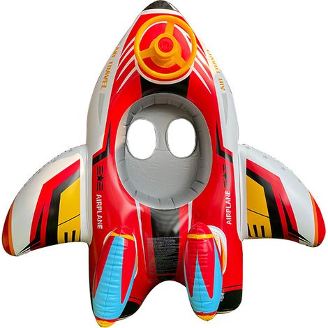 Bouée de Natation Avion de Chasse Rouge Grande Taille, Siège Flottant Gonflable avec Volant pour Enfants 3-6 Ans, Anneau de Piscine Bébé (1/4)