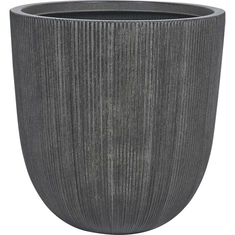 Vaso da fiori in poliresina effetto naturale grezzo da giardino e terrazza nero piccolo Chios (1/5)