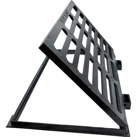 Grille de Drain avec Cadre en Fonte Ductile 580x380 mm Ouverture Libre, B125 Rectangulaire, Grille de Caniveau pour Allée et Cour, Dimensions Totales 620x480x32 mm