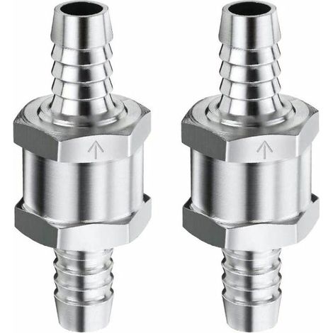 Clapet Anti-Retour, D'aluminium Carburant Non Retour Clapet Anti-Retour, Valve De Contrôle De Carburant, pour Essence Diesel Carburateur Systèmes de Carburant à Basse Pression 6MM Fontainebleau 2Pcs A (1/5)