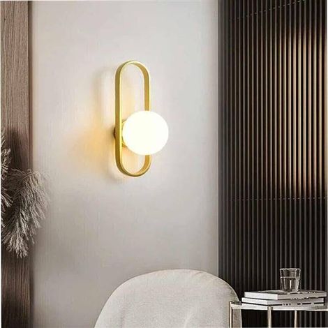 Applique A Parete Sfera Colore Bianco Lampada Da Muro Metallo G9 Bronzo Aq47 (1/4)