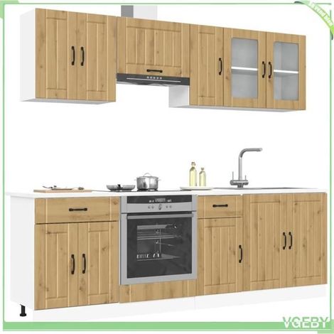 Ensemble d'armoires de cuisine 8 pcs - Kalmar - chêne artisanal - bois d'ingénierie - pieds réglables (1/5)
